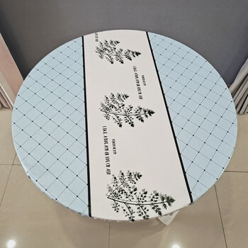 Yusenyi small round table cover waterproof no-wash round dining table cloth edge coffee table cushion tablecloth elastic band round table set hanming diameter 60 round table cover