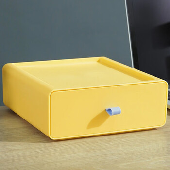Baiyuan desktop storage box drawer cosmetics rack office desk organizer storage small cabinet mango yellow 20*20*8cm