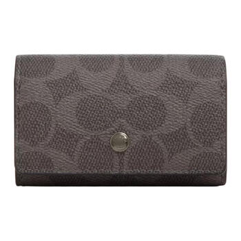 Coach keycase10 logo printed coated canvas key bag mini men's charcoal gray charcoal gray
