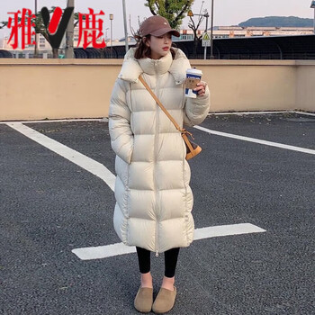 Yalu white goose down puff down jacket women's 2025 winter new loose fashionable little thickened mid-length jacket goose down jacket 95% white goose down women's - apricot (if you receive it, don't ask for a refund) s (90-130 pounds)
