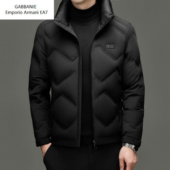 Emporio armani ea7 armani 2026 winter stand collar down jacket men's short thickened middle-aged casual duck down warm jacket men's black m 170