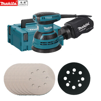 Makita japan makita sander with dust collection grinder 125mm wood furniture sandpaper machine m9204b power tool m9204b plastic box + sandpaper + grinding disc