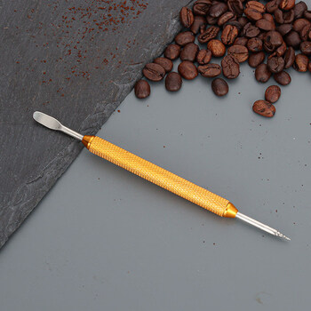 He jiagong coffee latte art coffee latte art needle fancy solid wood carving and decorating artifact hook hook stick crochet needle milk frother stainless steel handle gold