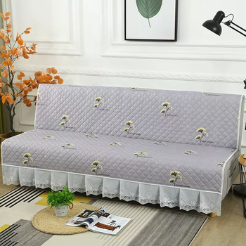 Yusenyi folding sofa cover without armrests universal anti-slip sofa cushion sofa bed cover simple sofa simple maple leaf gray length 55cm single seat x width 145cm including lace