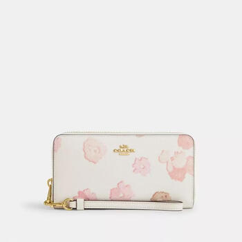 Coach women's long wallet storage large capacity can hold mobile phones with coin bag white chalk multi-color