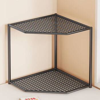 Fantasy corner storage rack office desk triangular bookshelf workstation desktop multi-layer small corner fan-shaped storage shelf white double layer + standard style
