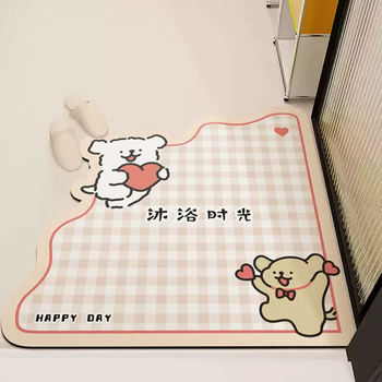 Yusenyi cute dog bathroom mat bathroom door dirty-resistant no-wash quick-drying foot mat toilet bathroom absorbent mat dy wave puppy dumpling bathroom mat d 50cmx50cm (square popular size)