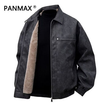 Panmax autumn and winter new versatile plus velvet thickened warm loose coat lapel design casual jacket for men black m recommended 90-125 pounds