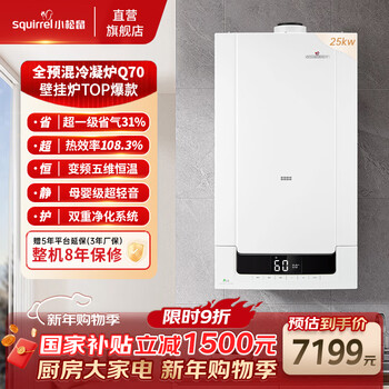 Squirrel fully premixed condensing wall-mounted boiler natural gas floor heating and hot water dual-purpose first-class energy efficiency gas wall-mounted boiler heating radiator heating furnace boiler water heater ll1gbq25-q70