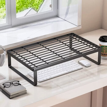 Kunfeng computer rack laptop cooling rack computer elevator table desktop monitor bracket suspended base bbq rack small classic hollow style black - no installation