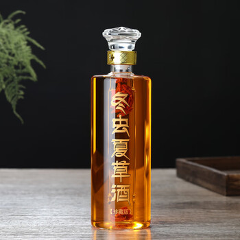 Tuojin glass wine bottle creative cordyceps inner tube thickened cordyceps and ginseng medicinal special sealed empty wine bottle 2kg (with word cordyceps)