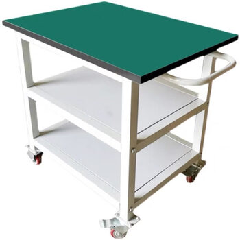 Double-layer movable workbench with wheel push workshop assembly line operation table material turnover tool cart 150*80*75 thickened three layers