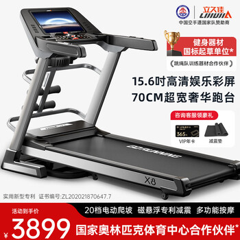 Lijiujia marathon treadmill home use high climbing intelligent noise reduction gym sports equipment x8 15.6-inch color screen/70cm treadmill/electric climbing multi