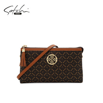 Satchi women's bag pvc presbyopia clutch bag fashionable commuter shoulder crossbody bag gift for wife brown_yellow brown