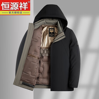 Hengyuanxiang 90 goose down official winter style plus velvet thickened down jacket for men middle-aged and elderly dad black xl