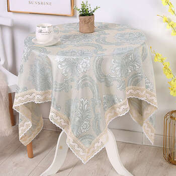 Yusenyi round table tablecloth rectangular dining table coffee table desk bedside table household appliances refrigerator cover square table household tablecloth muyu blue 50x50cm