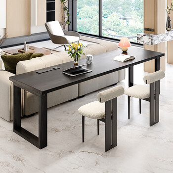 Osladen solid wood desk home computer desk workbench mobien de-living room reading study table sofa behind the long table pine wood package 200 table + hippo chair * 2 with wireless charging socket