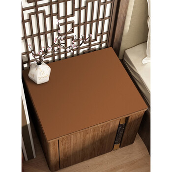 Pupan grained cowhide pattern new chinese bedside table mat leather cover waterproof and oil-proof easy-care tablecloth yellow brown free shipping insurance 40x50cm 2-piece set
