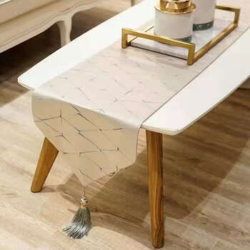 Fantasy light luxury table flag modern nordic simple tv cabinet fabric coffee table high-end dining table sideboard cover long tablecloth starlight beige 33*210cm