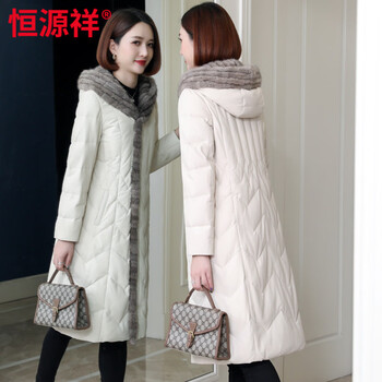 Hengyuanxiang 2026 winter new genuine leather clothing women's mid-length down jacket korean version haining fur mink hair coat off-white high quality m 90 jin--110 jin