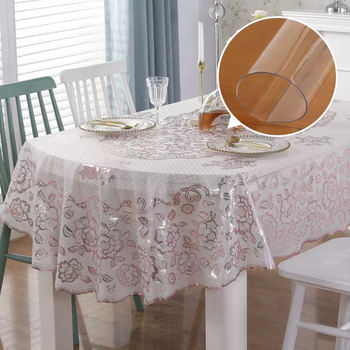 Yusenyi pvc tablecloth transparent soft glass set waterproof, oil-proof and scalding folding oval special wash-away table 13-oval 2803 rose gold-soft glass tablecloth 13 upgraded transparent 1.5mm middle oval 81x135cm