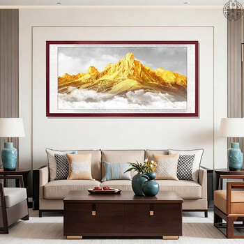 Book and dance hall with jinshan as its back, feng shui fortune-telling painting, living room, sofa, bedroom, bedside, office wall decoration, high-end painting with frame, with jinshan as its back - e type - banner - solid wood frame type 81*40 cm (rice paper + silver and white brocade + solid wood frame + plexiglass) weight 1.5kg