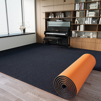 Jun yuexi home carpet whole house piano special soundproof and shockproof upstairs and downstairs shock-absorbing floor thickened floor mat large area dark gray tpe single stripe customized 120 cm wide, several pieces are several meters long (whole piece)