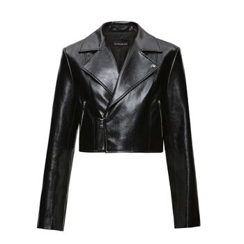 Girdear/brother's 26th new style cool short jacket black high-end lapel zipper pu leather jacket 140112 black 2 (size) one size