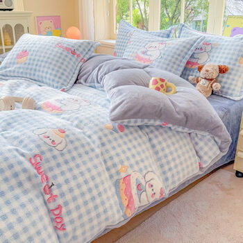 Fantasy snowflake velvet thickened coral velvet duvet cover single piece winter double-sided velvet student dormitory single milk velvet duvet cover cute 180x200cm double-sided velvet duvet cover single piece