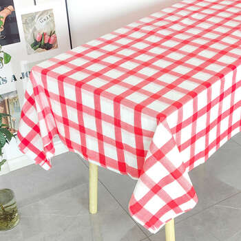 He jiagong stone cloth disposable tablecloth rectangular flower blooming rich tea restaurant hotel restaurant round table waterproof thickened tablecloth stone cloth new version red grid rectangular 1.2x1.8m 10 sheets