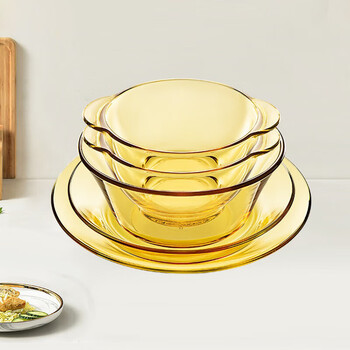 Corning tableware set household heat-resistant glass dish plate salad bowl 5-piece set 5-ov-a/bf