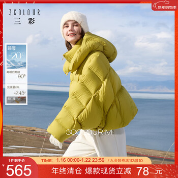 Sancai 2025 winter new style easy-care hooded down jacket with bat sleeves 90 white duck down short style m