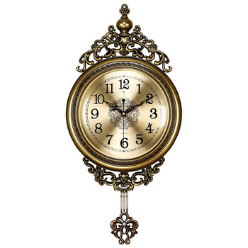 Polaris (polaris) wall clock living room european swing light luxury silent 2025 new creative clock home simple wall clock quartz clock bronze gold-metal dial 69*35 cm