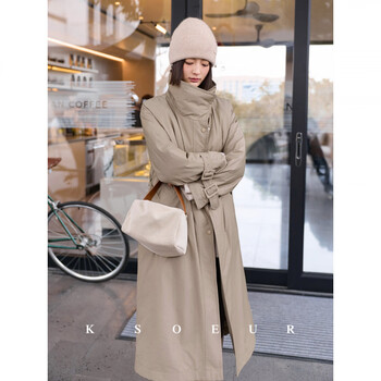 Ksoeur k sister diffuse style 95 duck down fashion casual versatile waist mid-length windbreaker down women khaki s 85-105 catties