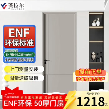 Villar wooden door bedroom door interior room door paint-free door 50 thick door leaf black carbon crystal moisture-proof sound insulation surface scratch-resistant upgrade 05tm series home and commercial can be customized f9 three-way sound insulation bridge hole mechanical board