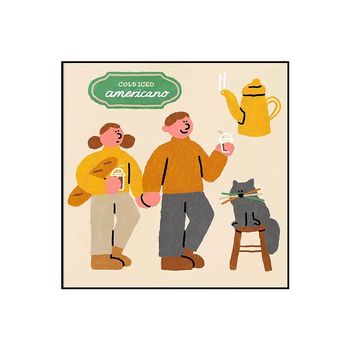 Yusenyi nordic dopamine illustrations draw cartoon couple warm hanging pictures draw living room sofa background wall cafe dining room 01 30x30 main picture 3cm frameless painting high definition art giclee