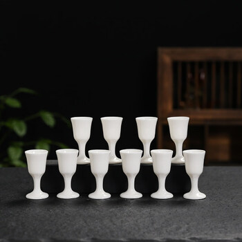 Shijanu's new ceramic wine set, goblet, jug, wine divider, household small wine cup, 10 pure white goblets, simple set