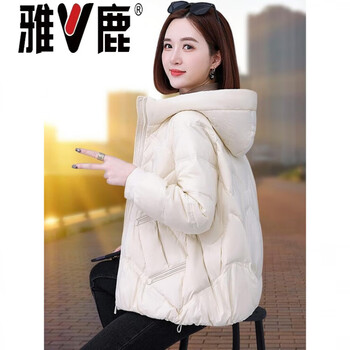 Yalu white duck down jacket women's winter 2026 new short style mom's warm and fashionable age-reducing hooded lightweight jacket white xs _80-120 jin