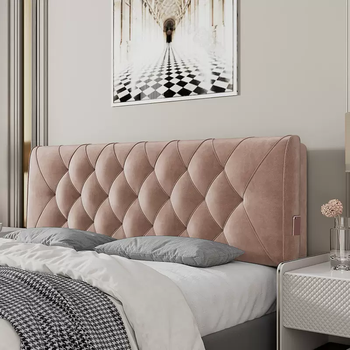 Yusenyi bedside technology soft pack backrest tatami bedside cushion self-adhesive light luxury board cushion large cloth bed backrest flannel diamond shape ash pink pillowcase width 180x height 60x thickness 6 used with bedside