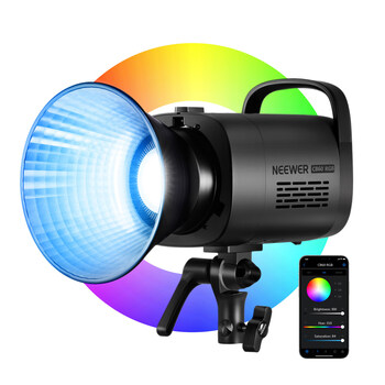 Newer cb60rgb color photography light, film and television high-power high-brightness fill light spotlight, anchor background atmosphere light, portrait photo shooting, video and movie constant light, standard 70w high-brightness rgb spotlight app control