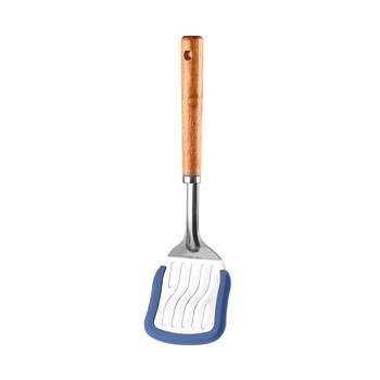 Tuojin imported quality frying spatula from germany, food-grade silicone spatula, cooking spatula, non-stick pan, special household fish frying pancake, sea blue 304 regular frying spatula