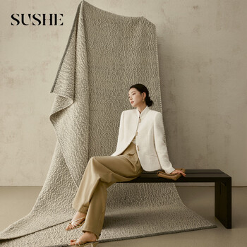 Sushe yue jiao elegant fragrance sequined wool tweed chinese stand collar slim fit broad coat circle white s