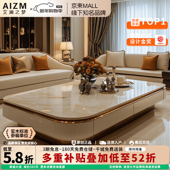 Ailan's dream light luxury coffee table living room home italian minimalist 2025 new tea table marble creative modern coffee table 140*80*40cm marble countertop 4 drawers