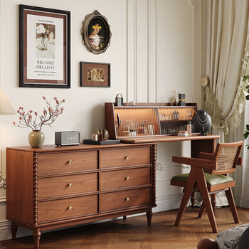 Pupan drawer cabinet dresser integrated bedroom french medieval solid wood dresser table bedside storage cabinet dresser corner desk medieval style - telescopic table + six drawer chest dresser door installation x wood