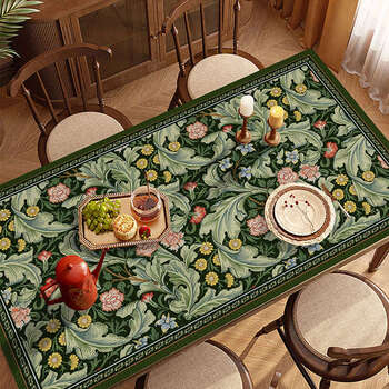 Yusenyi retro table mat waterproof and oil-proof no-wash tablecloth high-value color coffee table cushion green edge mosaic a 90x150cm (oil-proof leather mat)