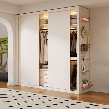 Fantasy level sliding door wardrobe bedroom perforated plate large wardrobe can be 2.6 meters high x 2.4 meters long / 60 deep thickened 18mm back panel silent