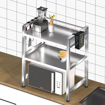 Fantasy thickened stainless steel kitchen shelf countertop multi-functional seasoning oil salt sauce vinegar storage rack multi-layer spice rack thickened length 40 width 35 stainless steel layer height 47