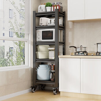 Fantasy removable kitchen storage rack cabinet microwave oven rack sundry storage rack footrest type + 3 layers high 80cm black and white optional, default black loss momentum + length 40x width 30cm load bearing 50kg/layer