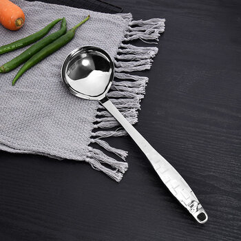 Qiao daughter-in-law soup spoon hot pot colander stainless steel kitchen household large large spoon with hook long handle thickened spoon spoon