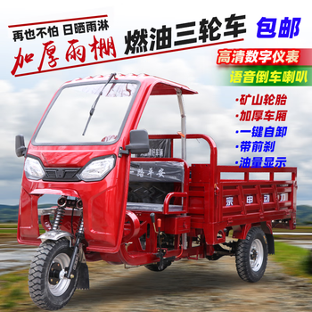 Zongshen three-wheeled new luxury shed zongshen air-cooled engine gasoline three-wheel motorcycle, dual led headlights, digital display instrument, 175cc zongshen air-cooled engine, 1.2 meters wide * 1.8 meters long